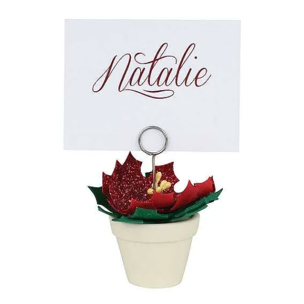 Snowbabies Classic Collection<Department 56 Poinsettia Pot Place Card Hldr