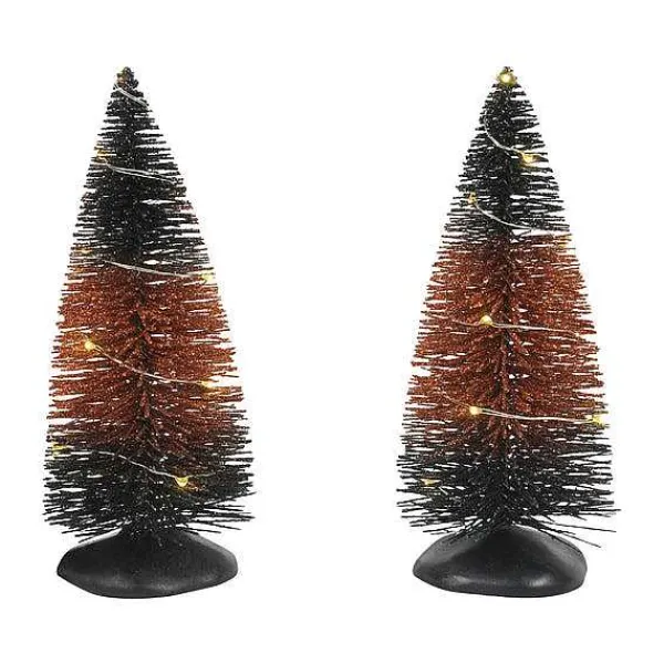 Village Halloween Accessories<Department 56 Trad'L Lit Hlwn Trees Set Of 2